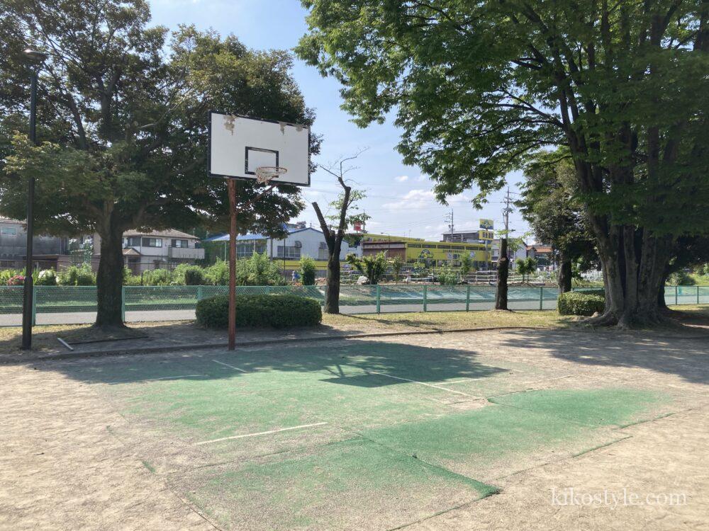 加納公園の斜め前から撮ったバスケットゴール