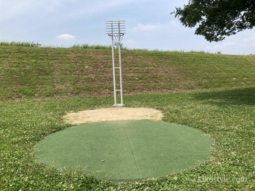 境川緑道公園の正面から撮ったバスケットゴール