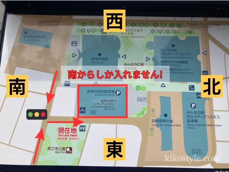 岐阜市役所の駐車場案内図