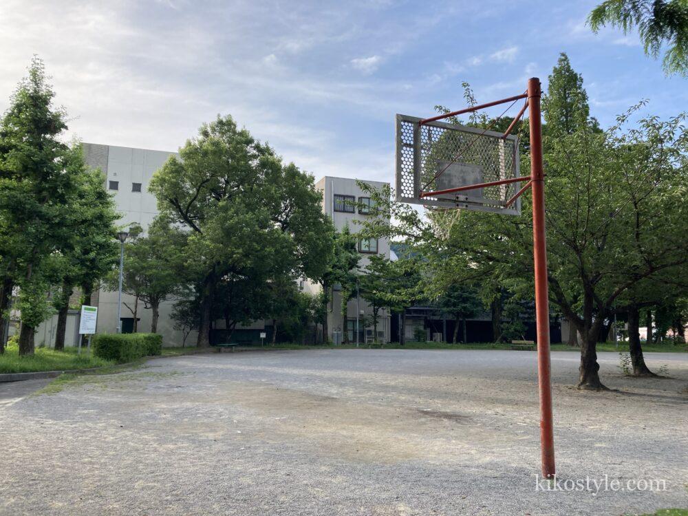 美江寺公園の斜め後ろから撮ったバスケットゴール