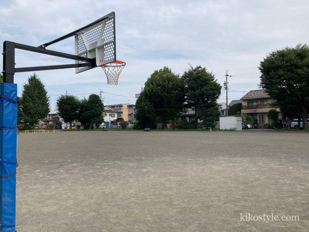 美島公園の斜め後ろから撮ったバスケットゴール