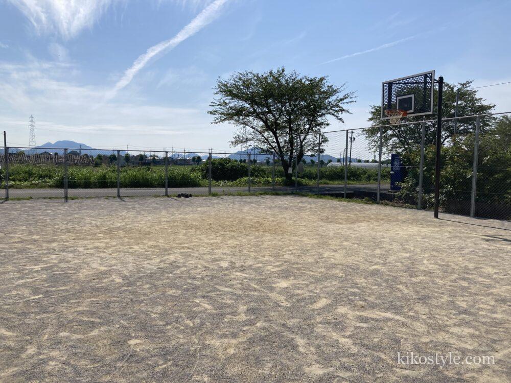 西郷中央公園の斜め前から撮ったバスケットゴール